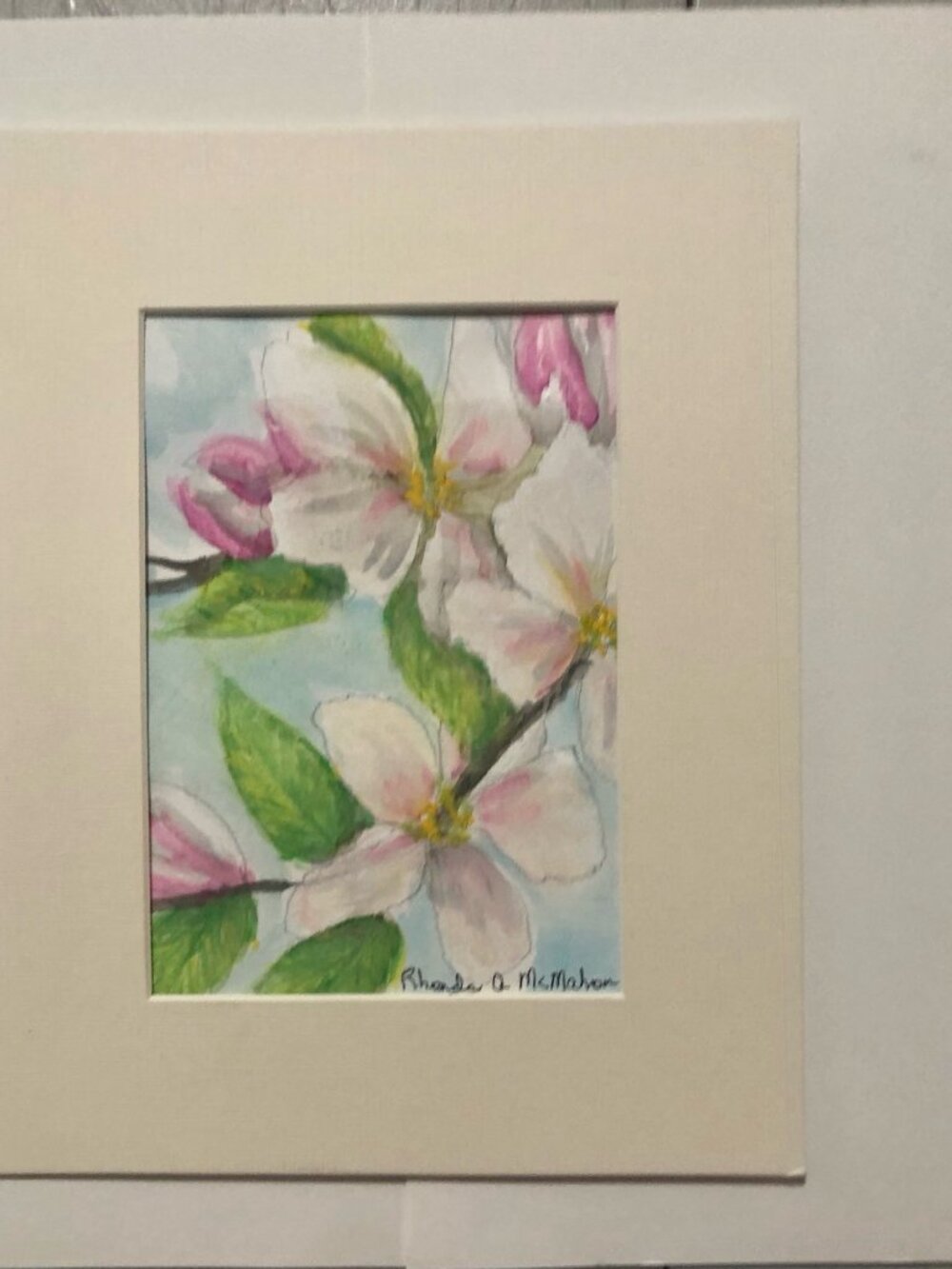 Watercolor Painting of Apple Blossoms